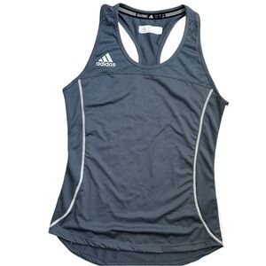 ADIDAS Women’s Climacool Racerback Tank Top Onyx Gray/White Compression L‎
